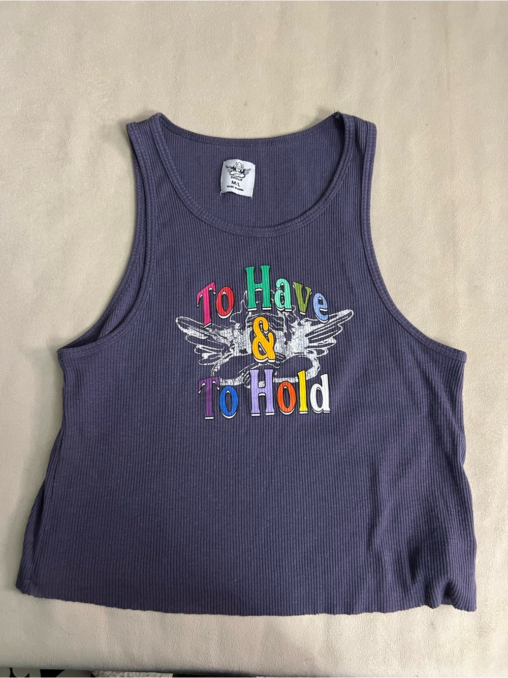 💜 BOYS LIE Vows “To Have & To Hold” Ribbed Crop Tank M/L Y2K Angel